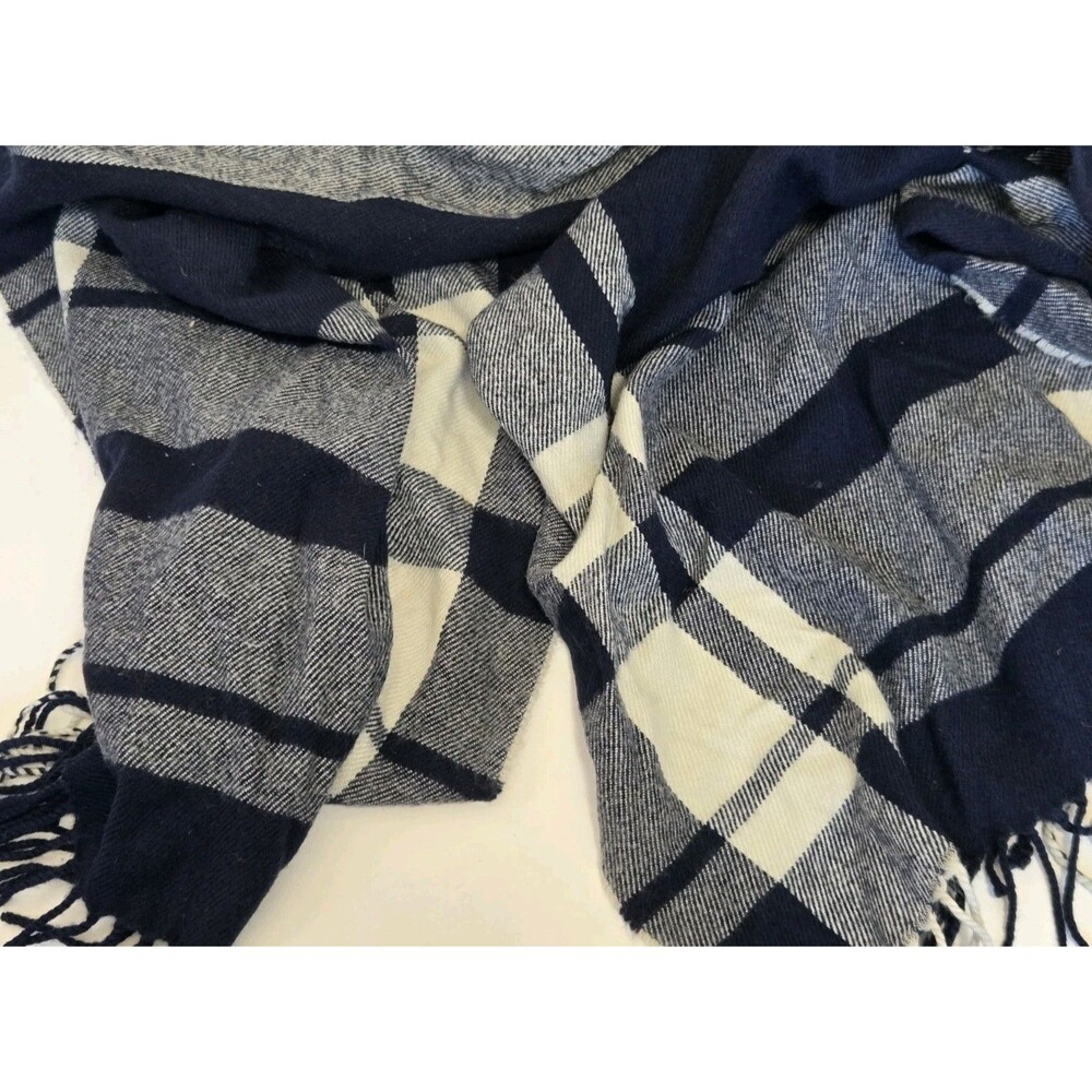 J. Crew Scarf Plaid Acrulic Blue Preppy Winter Fall Casual